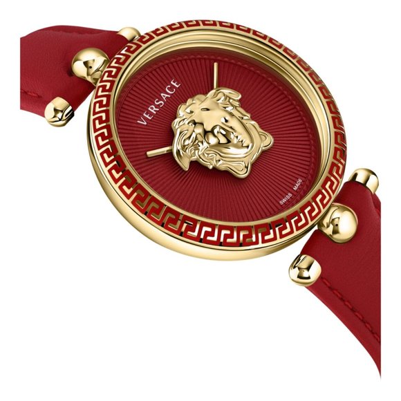 Versace Red Strap Gold 39mm Watch